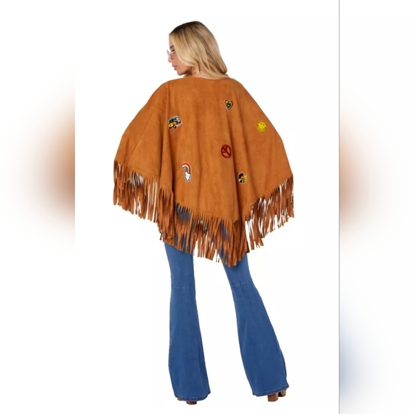 Spirit Adult Free Spirit Babe hippie Halloween costume poncho only - Picture 2 of 14